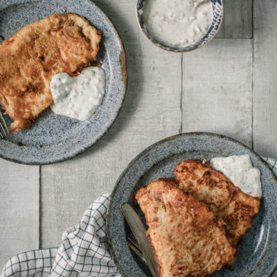 Cajun Beer Battered Fish with Onion Dill Dip