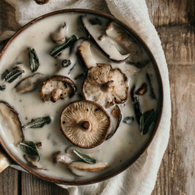 Creamy Mushroom Dip with Gruyere and Parmesan Cheese